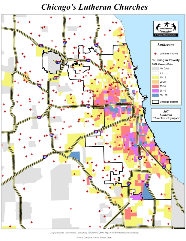 Chicago Lutheran Churches Map