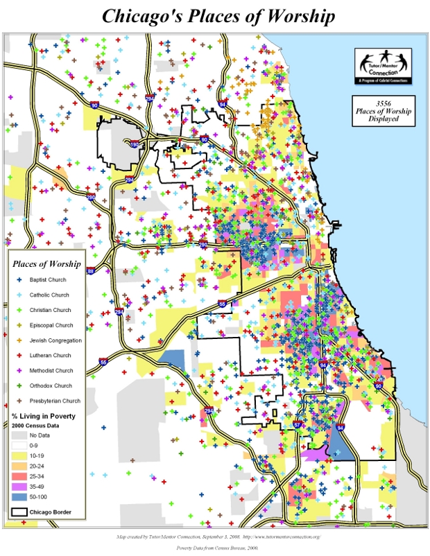 Chicago Places of Worship Map