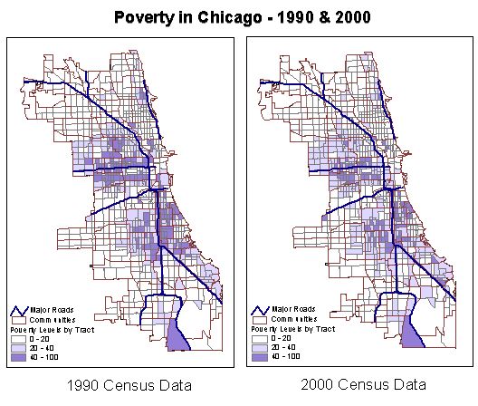 Chicago Poverty in 1990 and 2000 Map